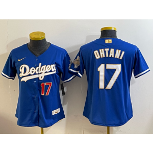 Los Angeles Dodgers 17 Ohtani Blue 2026 Gold Champion Cool Base Women Jersey
