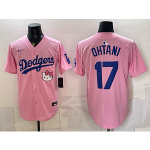 Los Angeles Dodgers 17 Ohtani Pink Hello Kitty Cool Base Men Jersey