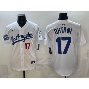 Los Angeles Dodgers 17 Ohtani White Champion Alternate Stadium Cool Base Men Jersey