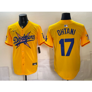 Los Angeles Dodgers 17 Ohtani Yellow Men Jersey