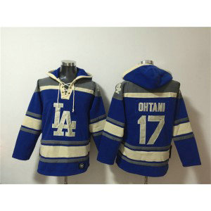 Los Angeles Dodgers 17 Shohei Ohtani Blue Ageless Must-Have Lace-Up Pullover Hoodie