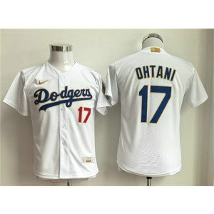 Los Angeles Dodgers 17 Shohei Ohtani White 2026 Gold Champion Cool Base Youth Jersey