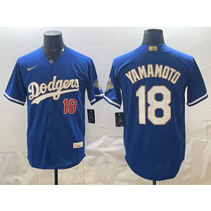 Los Angeles Dodgers 18 Yamamoto 2026 Blue Gold Champion Cool Base Men Jersey