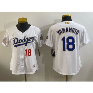 Los Angeles Dodgers 18 Yamamoto 2026 White Gold Champion Cool Base Youth Jersey