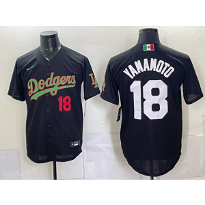 Los Angeles Dodgers 18 Yamamoto Black Mexico Men Jersey Los Angeles Dodgers 18 Yamamoto Black Mexico Men Jersey