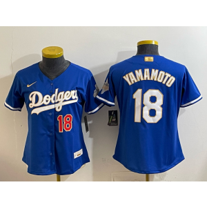 Los Angeles Dodgers 18 Yamamoto Blue 2026 Gold Champion Cool Base Women Jersey
