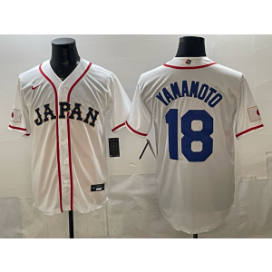 Los Angeles Dodgers 18 Yamamoto White World Cup Cool Base Men Jersey