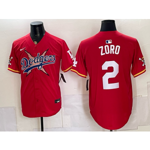 Los Angeles Dodgers 2 Zoro New Red Men Jersey