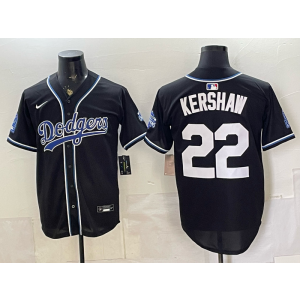 Los Angeles Dodgers 22 Kershaw Black Champion Cool Base Men Jersey