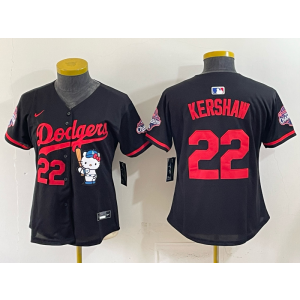 Los Angeles Dodgers 22 Kershaw Black Hello Kitty Cool Base Women Jersey Los Angeles Dodgers 22 Kershaw Black Hello Kitty Cool Base Women Jersey
