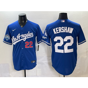 Los Angeles Dodgers 22 Kershaw Blue Champion Alternate Stadium Cool Base Men Jersey