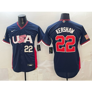Los Angeles Dodgers 22 Kershaw Blue World Cup Cool Base Men Jersey
