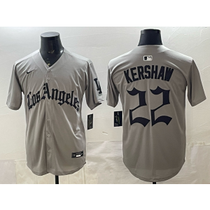 Los Angeles Dodgers 22 Kershaw Grey Cool Base Men Jersey