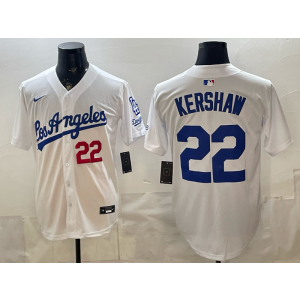 Los Angeles Dodgers 22 Kershaw White Cool Base Men Jersey