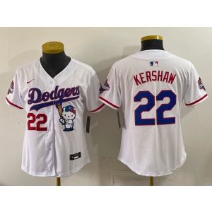Los Angeles Dodgers 22 Kershaw White Hello Kitty Cool Base Women Jersey Los Angeles Dodgers 22 Kershaw White Hello Kitty Cool Base Women Jersey