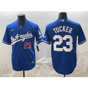 Los Angeles Dodgers 23 Tucker Blue Alternate Stadium Cool Base Men Jersey
