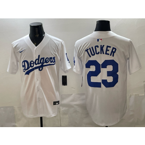 Los Angeles Dodgers 23 Tucker White Cool Base Men Jersey