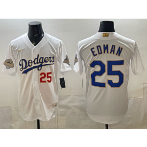 Los Angeles Dodgers 25 Tommy Edman 2026 White Gold Champion Cool Base Men Jersey 1