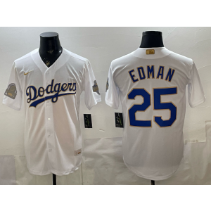 Los Angeles Dodgers 25 Tommy Edman 2026 White Gold Champion Cool Base Men Jersey