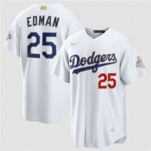 Los Angeles Dodgers 25 Tommy Edman White 2026 Gold Champion Cool Base Men Jersey