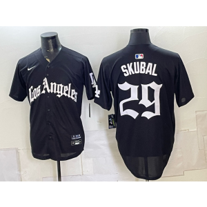 Los Angeles Dodgers 29 Skubal Black Gothic Men Jersey