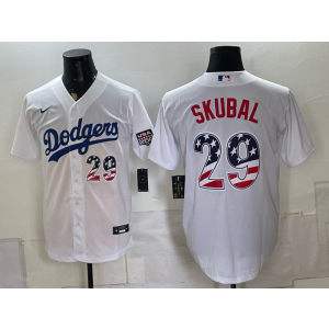 Los Angeles Dodgers 29 Skubal White USA 250 Fourth of July Men Jersey