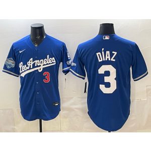 Los Angeles Dodgers 3 Diaz Blue Champion Alternate Stadium Cool Base Men Jersey