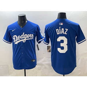Los Angeles Dodgers 3 Diaz Blue Cool Base Men Jersey
