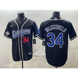 Los Angeles Dodgers 34 Fernando Valenzuela Black 2025 World Series Cool Base Men Jersey