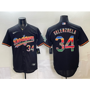 Los Angeles Dodgers 34 Valenzuela Black Mexico Cool Base Men Jersey Los Angeles Dodgers 34 Valenzuela Black Mexico Cool Base Men Jersey