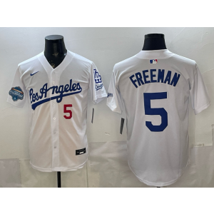 Los Angeles Dodgers 4 Freeman White Champion Alternate Stadium Cool Base Men Jersey