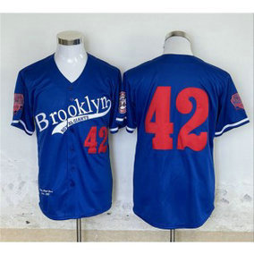 Los Angeles Dodgers 42 Jackie Robinson Royal Throwback Men Jersey