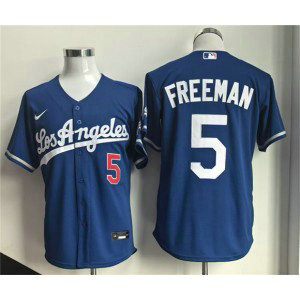 Los Angeles Dodgers 5 Freddie Freeman Royal Alternate Stadium Cool Base Men Jersey