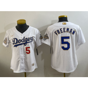 Los Angeles Dodgers 5 Freeman 2026 White Gold Champion Cool Base Youth Jersey
