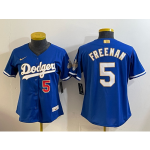 Los Angeles Dodgers 5 Freeman Blue 2026 Gold Champion Cool Base Women Jersey