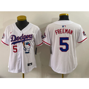 Los Angeles Dodgers 5 Freeman White Hello Kitty Cool Base Women Jersey Los Angeles Dodgers 5 Freeman White Hello Kitty Cool Base Women Jersey