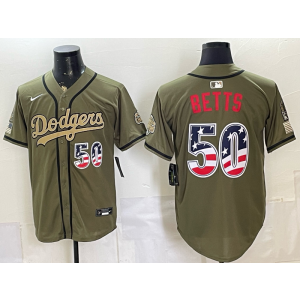 Los Angeles Dodgers 50 Betts Olive USA 250 Fourth of July Men Jersey