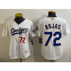 Los Angeles Dodgers 72 Rojas White Gold Champion Cool Base Women Jersey