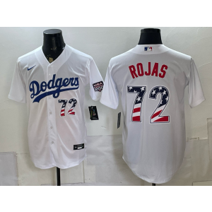 Los Angeles Dodgers 72 Rojas White USA 250 Fourth of July Men Jersey