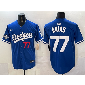 Los Angeles Dodgers 77 Arias Blue 2025 World Series Cool Base Men Jersey