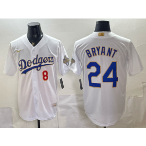 Los Angeles Dodgers 8 24 Bryant White 2026 Gold Champion Cool Base Men Jersey