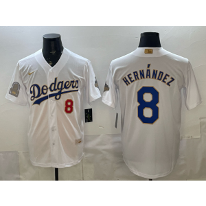 Los Angeles Dodgers 8 Hernandez 2026 White Gold Champion Cool Base Men Jersey