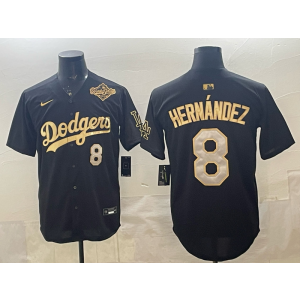 Los Angeles Dodgers 8 Hernandez Black Gold 2025 World Series Cool Base Men Jersey