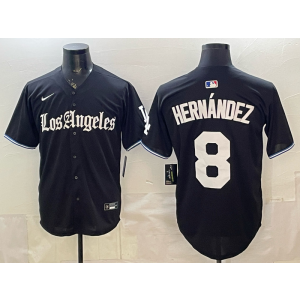 Los Angeles Dodgers 8 Hernandez Black Gothic Cool Base Men Jersey