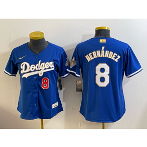 Los Angeles Dodgers 8 Hernandez Blue 2026 Gold Champion Cool Base Women Jersey