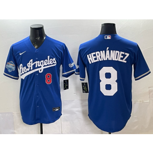 Los Angeles Dodgers 8 Hernandez Blue Champion Alternate Stadium Cool Base Men Jersey
