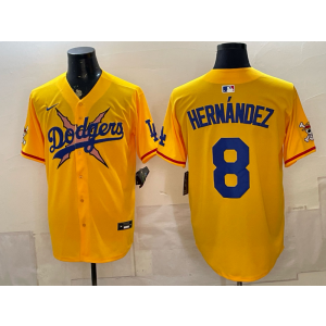Los Angeles Dodgers 8 Hernandez New Yellow Men Jersey