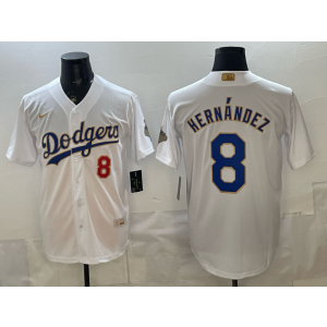 Los Angeles Dodgers 8 Hernandez White 2026 Gold Champion Cool Base Men Jersey
