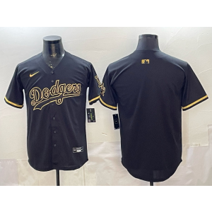 Los Angeles Dodgers Blank Black Gold Cool Base Men Jersey