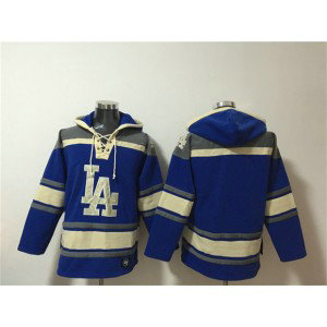 Los Angeles Dodgers Blank Blue Ageless Must-Have Lace-Up Pullover Hoodie
